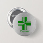 Badge Rond 5 Cm Insigne croix de pharmacie (Devant & derrière)