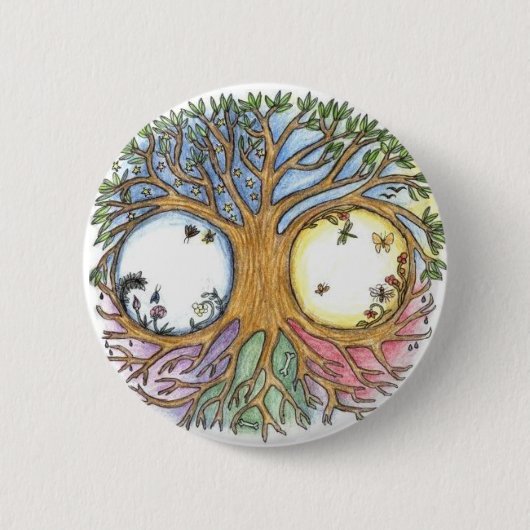Badge Rond 5 Cm Insigne d'arbre du monde (Devant)