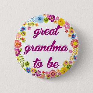 Badge Rond 5 Cm Insigne de baby shower - grande grand-maman à êt