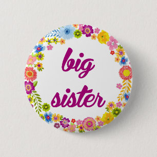 Badge Rond 5 Cm Insigne de baby shower - grande soeur
