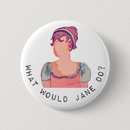 Badge Rond 5 Cm Insigne de bouton de question de Jane Austen (Devant)