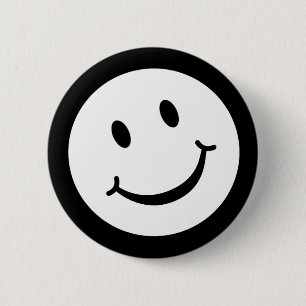 Badge Rond 5 Cm Insigne de bouton de sourire en noir et blanc