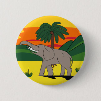 Badge Rond 5 Cm Insigne de bouton d'éléphant et de palmier de la