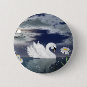 Badge Rond 5 Cm insigne de goupille de cygne - cygne enchanté