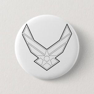 Badge Rond 5 Cm Insigne de la Force aérienne - Blanc