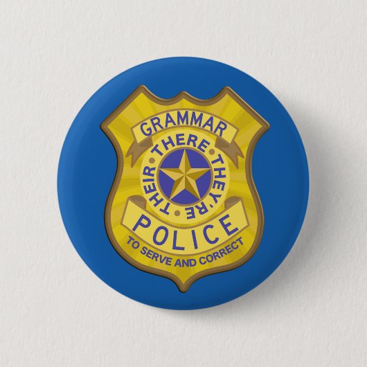 Badge Rond 5 Cm Insigne de la police de grammaire (Devant)