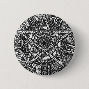 Badge Rond 5 Cm Insigne de mandala de pentagone étoilé