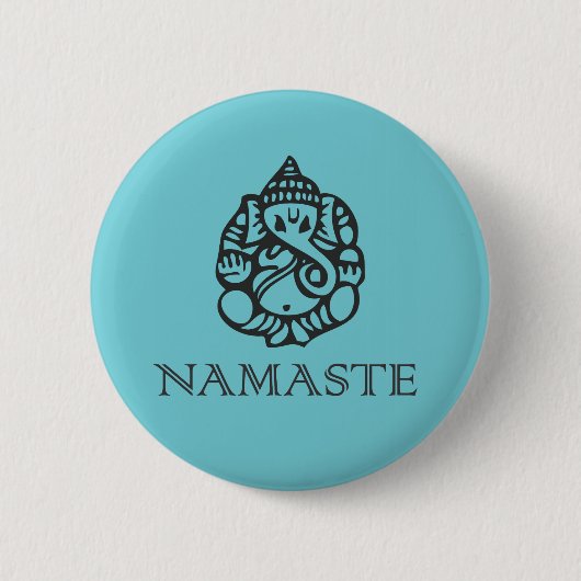Badge Rond 5 Cm Insigne de Namaste Ganesh (Devant)