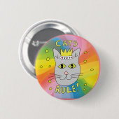 Badge Rond 5 Cm Insigne de pin de règle de chats (Devant & derrière)