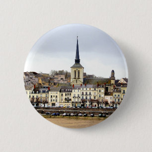 Badge Rond 5 Cm Insigne de scène de la rive de la rivière Saumur