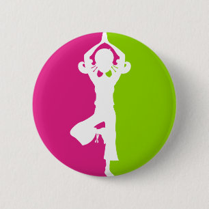 Badge Rond 5 Cm Insigne de silhouette de fille de yoga