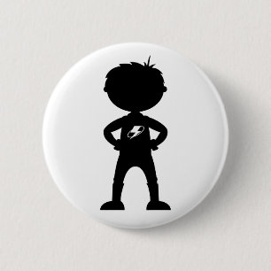 Badge Rond 5 Cm Insigne de silhouette de super héros d'enfant