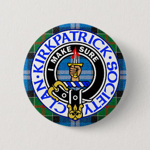Badge Rond 5 Cm Insigne de tartan de la Société du Clan Kirkpatric