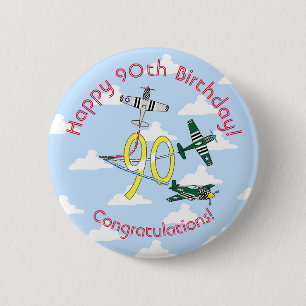 Badge Rond 5 Cm Insigne du 90e anniversaire des Mustangs (Ciel ble