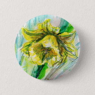 Badge Rond 5 Cm Insigne du bouton de ressort de jonquille