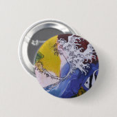 Badge Rond 5 Cm Insigne d'une peinture inspirée par Hokusai (Devant & derrière)