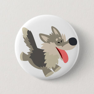 Badge Rond 5 Cm Insigne espiègle mignon de bouton de loup de bande