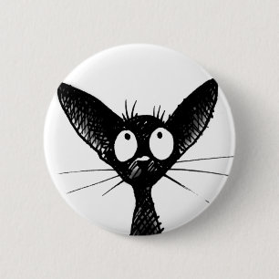 Badge Rond 5 Cm insigne gothique noir de bouton de chat