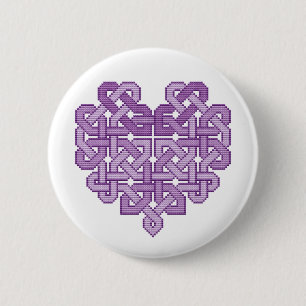 Badge Rond 5 Cm Insigne lilas de bouton de Pin de coeur celtique