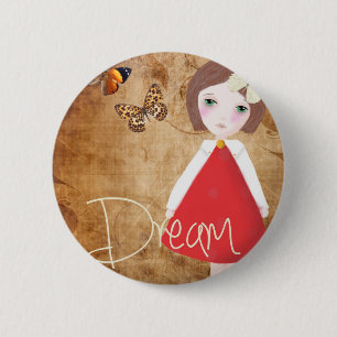 Badge Rond 5 Cm Insigne mignon de fille, art lunatique, insigne