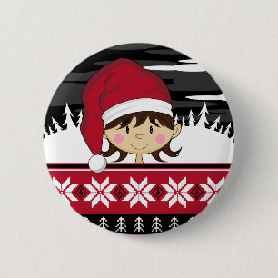 Badge Rond 5 Cm Insigne mignon d'Elf de Noël