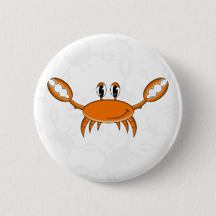 Badge Rond 5 Cm Insigne orange mignon de bouton de crabe