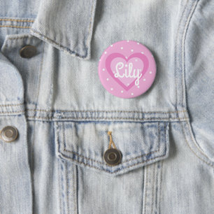 Badge Rond 5 Cm Insigne personnalisable de coeur assez rose