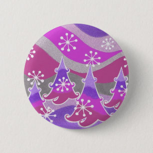 Badge Rond 5 Cm Insigne pourpre de bouton d'arbres d'hiver