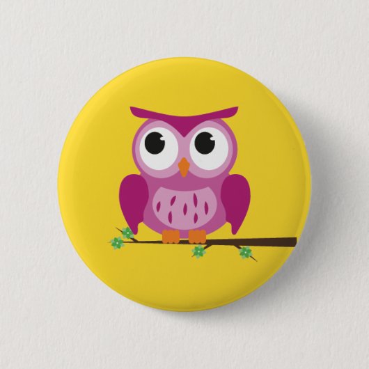 Badge Rond 5 Cm Insigne pourpre de bouton de hibou (Devant)
