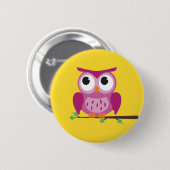 Badge Rond 5 Cm Insigne pourpre de bouton de hibou (Devant & derrière)