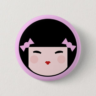 Badge Rond 5 Cm Insignes de bouton de visage de poupée de Kokeshi