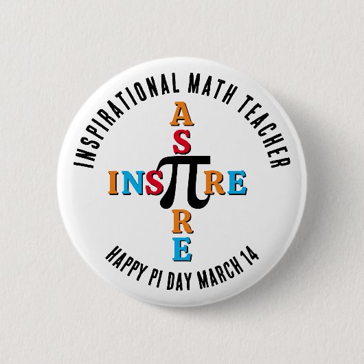 Badge Rond 5 Cm INSPIRE ASPIRE Math Enseignant Joyeux Pi Day Bouto (Devant)