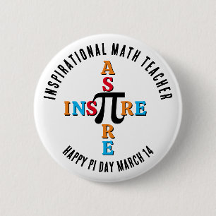 Badge Rond 5 Cm INSPIRE ASPIRE Math Enseignant Joyeux Pi Day Bouto