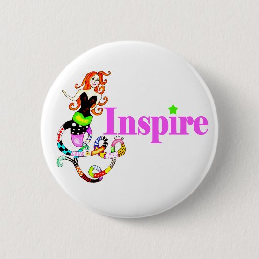 Badge Rond 5 Cm Inspirez le bouton "Girly" de sirène (Devant)