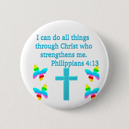 BADGE ROND 5 CM INSPIRING PHILIPPIANS 4:13 CONCEPTION (Devant)