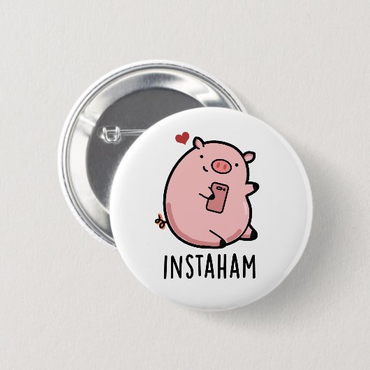 Badge Rond 5 Cm Instaham Funny Social Media Pig Pun (Devant & derrière)