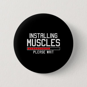 Badge Rond 5 Cm Installation De Muscles Veuillez Attendre Gymnase