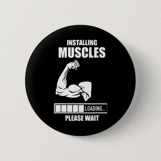 Badge Rond 5 Cm Installation De Muscles Veuillez Patienter Gym Bod (Devant)