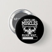 Badge Rond 5 Cm Installation Muscles S'Il Vous Plaît Attendre Chem (Devant & derrière)