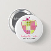 Badge Rond 5 Cm Institutrice gardienne d'Apple de plaid (Devant & derrière)