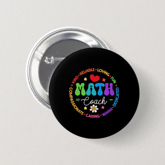 Badge Rond 5 Cm Instructional Math Coach Crew Back To School Match (Devant & derrière)