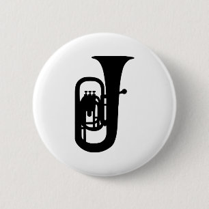 Badge Rond 5 Cm Instrument noir de tuba