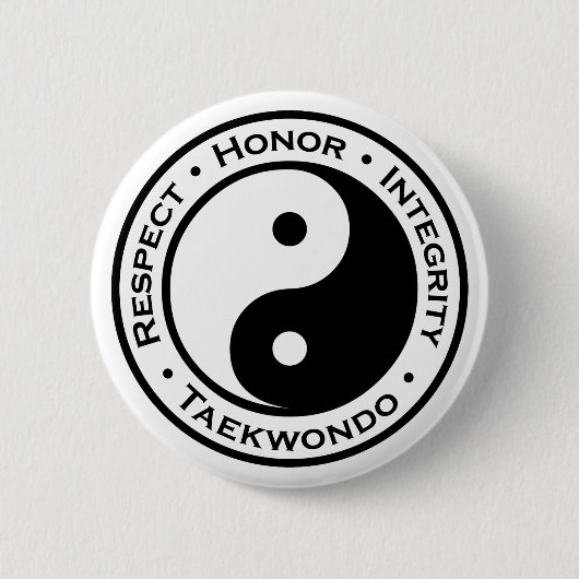 Badge Rond 5 Cm Intégrité le Taekwondo d'honneur de respect (Devant)