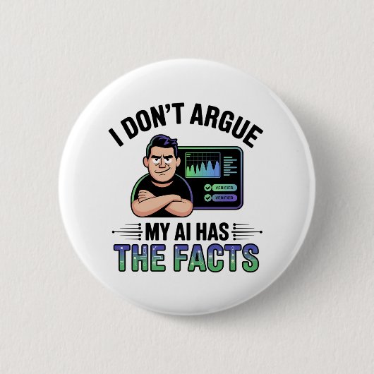 Badge Rond 5 Cm Intelligence artificielle Faits Conception de l'Hu (Devant)