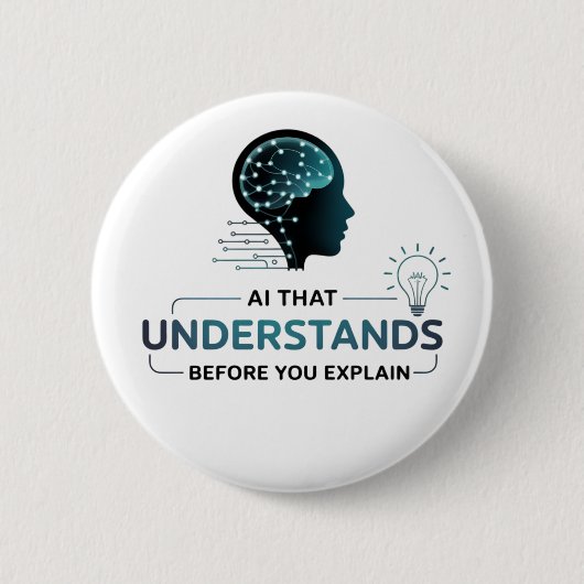 Badge Rond 5 Cm Intelligence Artificielle Smart Tech Design (Devant)