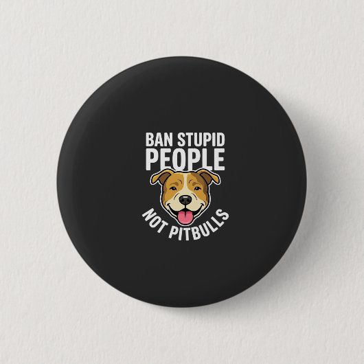 Badge Rond 5 Cm Interdire les gens stupides pas Pitbulls Chien (Devant)