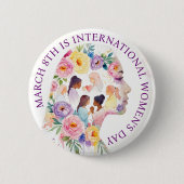 Badge Rond 5 Cm International Women's Day March 8th IWD (Devant)