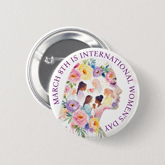 Badge Rond 5 Cm International Women's Day March 8th IWD (Devant & derrière)