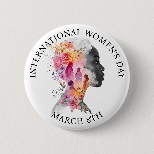 Badge Rond 5 Cm International Women's Day March 8th IWD (Devant)