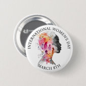 Badge Rond 5 Cm International Women's Day March 8th IWD (Devant & derrière)
